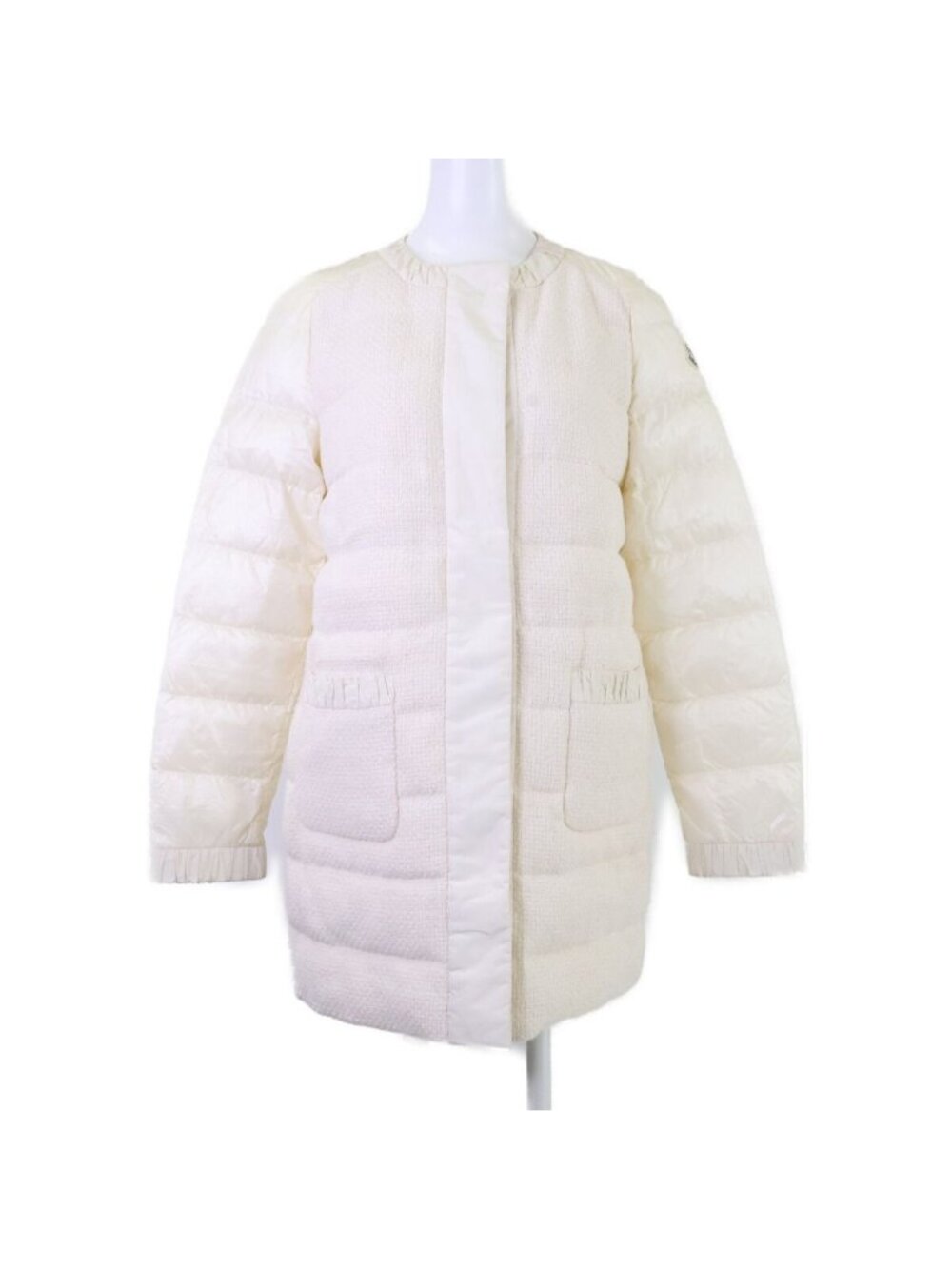 Moncler Veulettes Tweed Switch Collarless Down Jacket